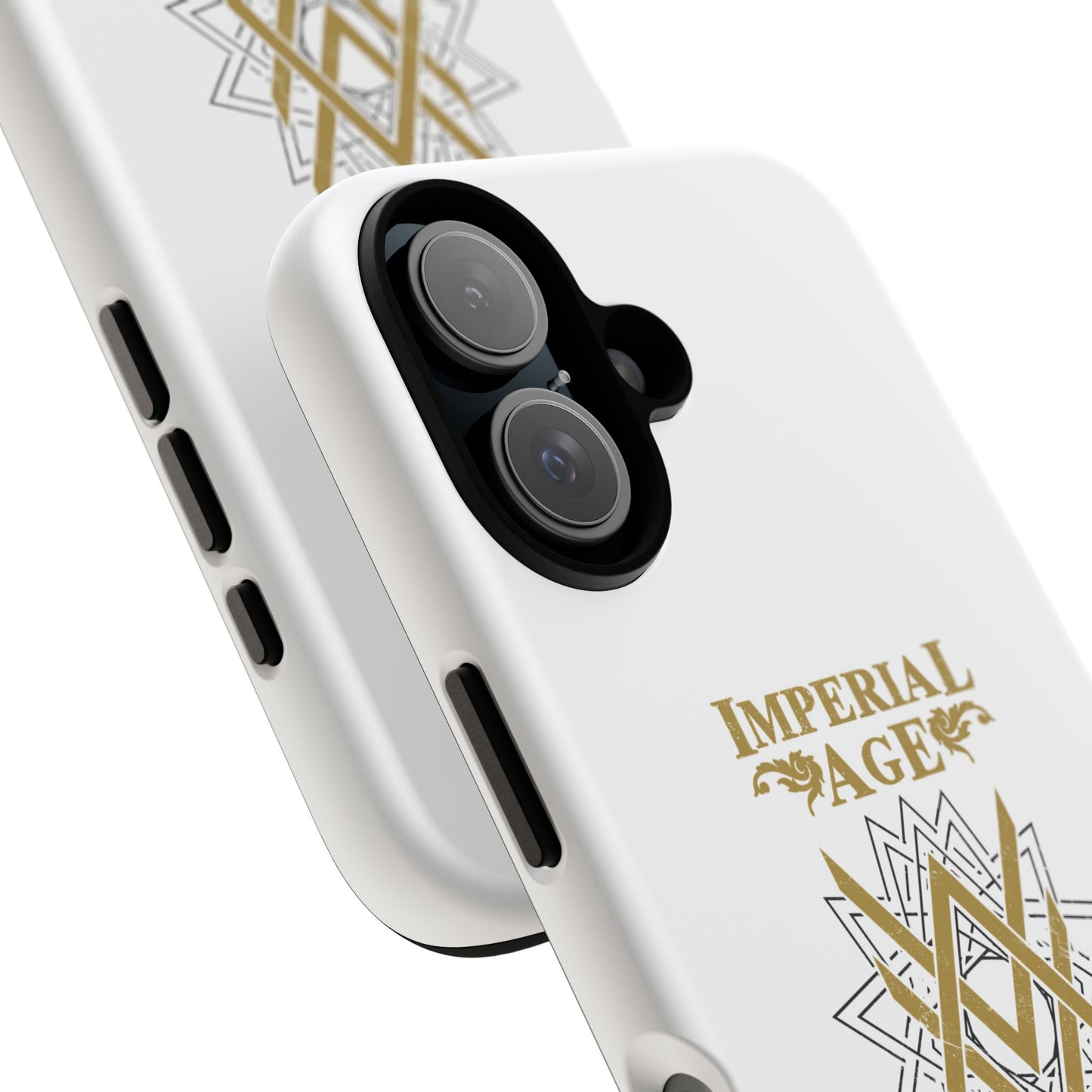 SUMMER COLLECTION - Tough iPhone Case White (Gold-Black Print)
