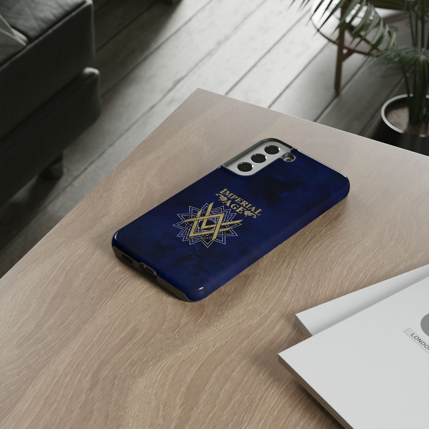 SUMMER COLLECTION - Tough Samsung Galaxy Case Navy (Gold-White Print)