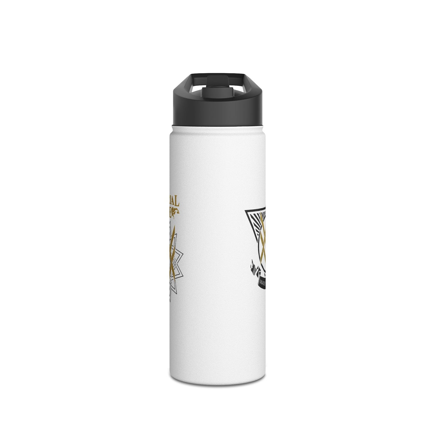 SUMMER COLLECTION - Steel Water Bottle White (Gold-Black Print)