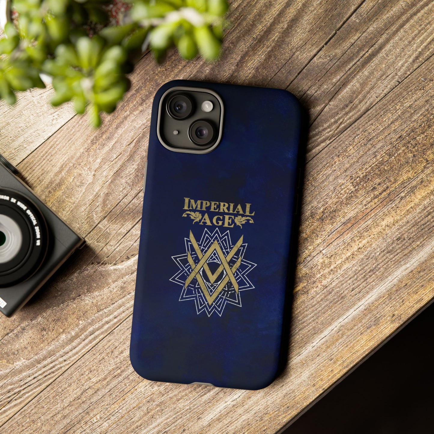 SUMMER COLLECTION - Tough iPhone Case Navy (Gold-White Print)