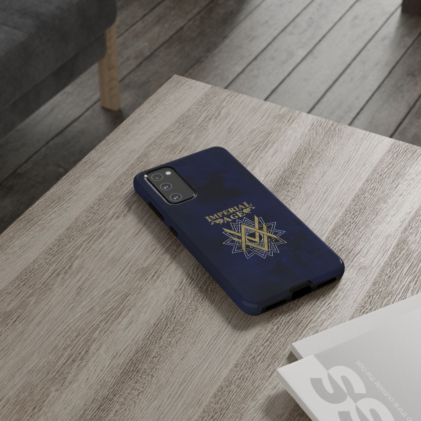 SUMMER COLLECTION - Tough Samsung Galaxy Case Navy (Gold-White Print)