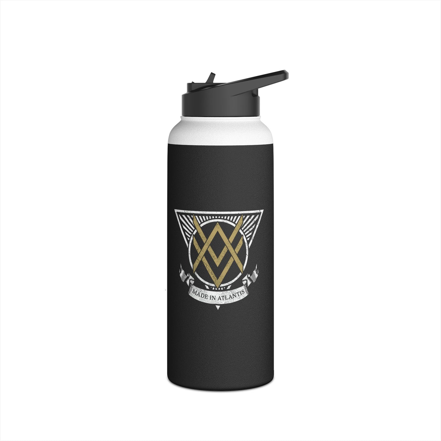 SUMMER COLLECTION - Steel Water Bottle Black (Gold-White Print)