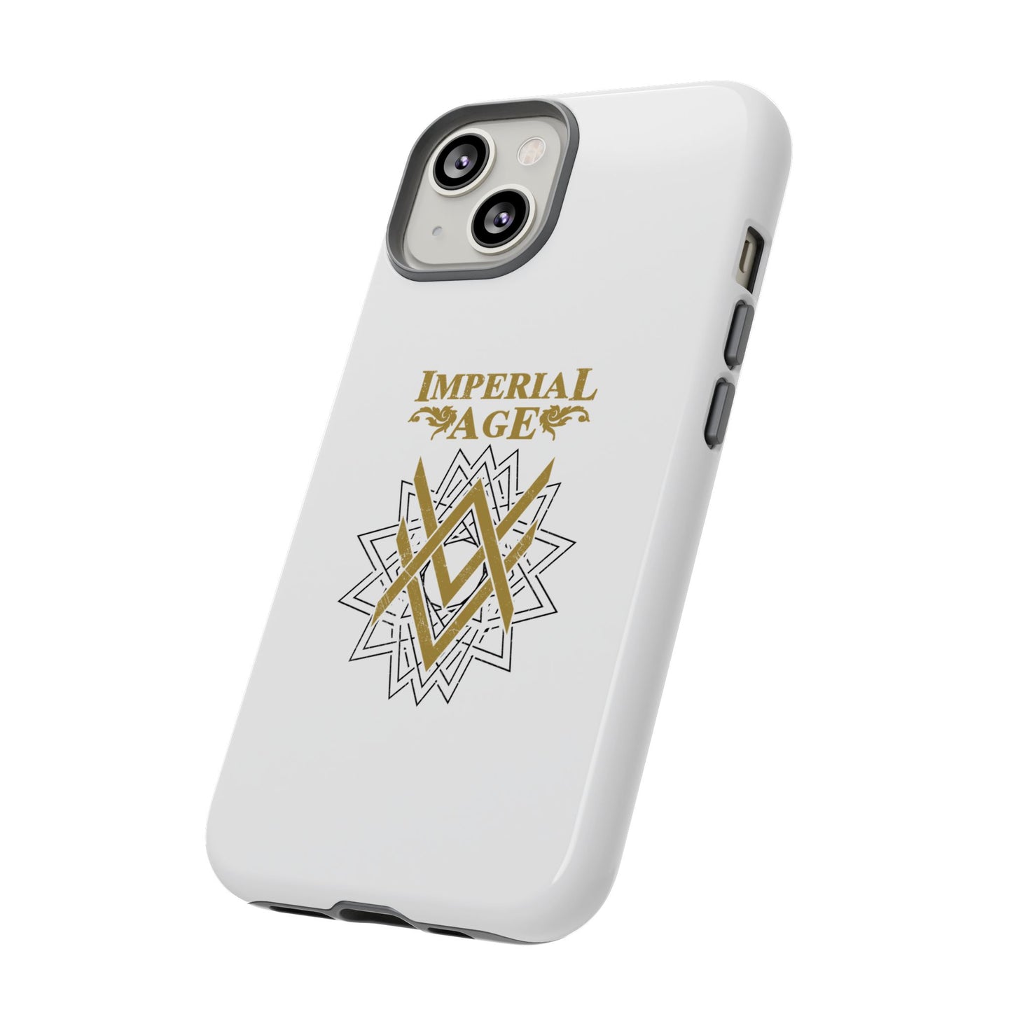 SUMMER COLLECTION - Tough iPhone Case White (Gold-Black Print)