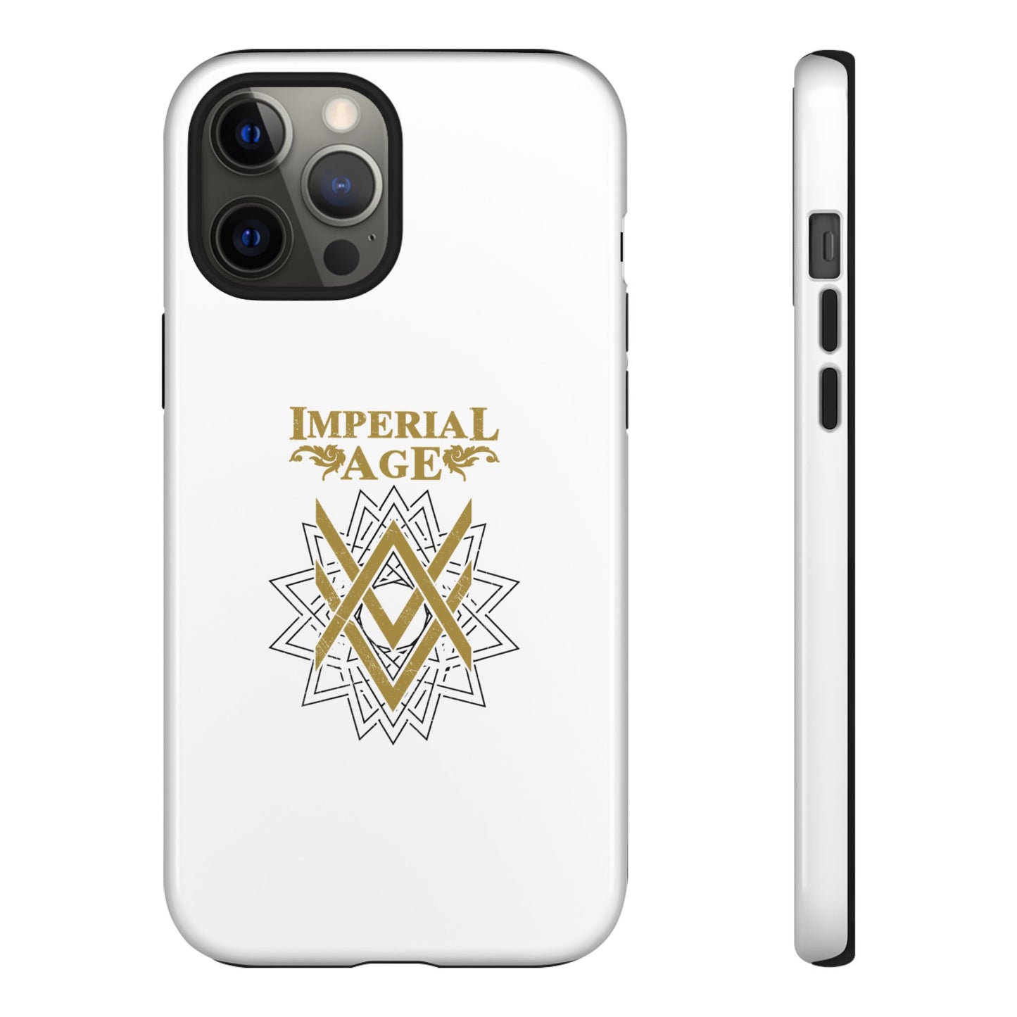 SUMMER COLLECTION - Tough iPhone Case White (Gold-Black Print)