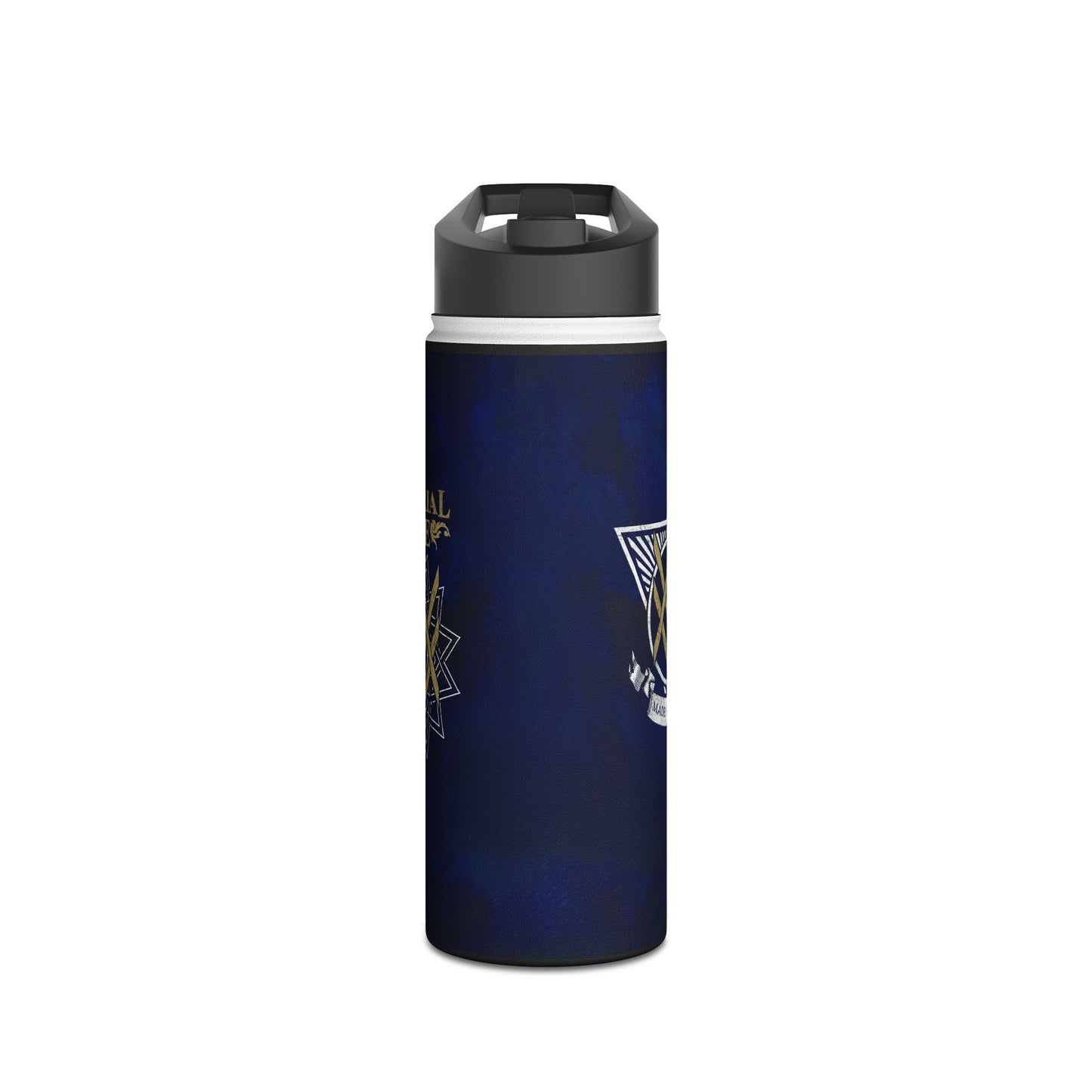 SUMMER COLLECTION - Steel Water Bottle Navy (Gold-White Print)