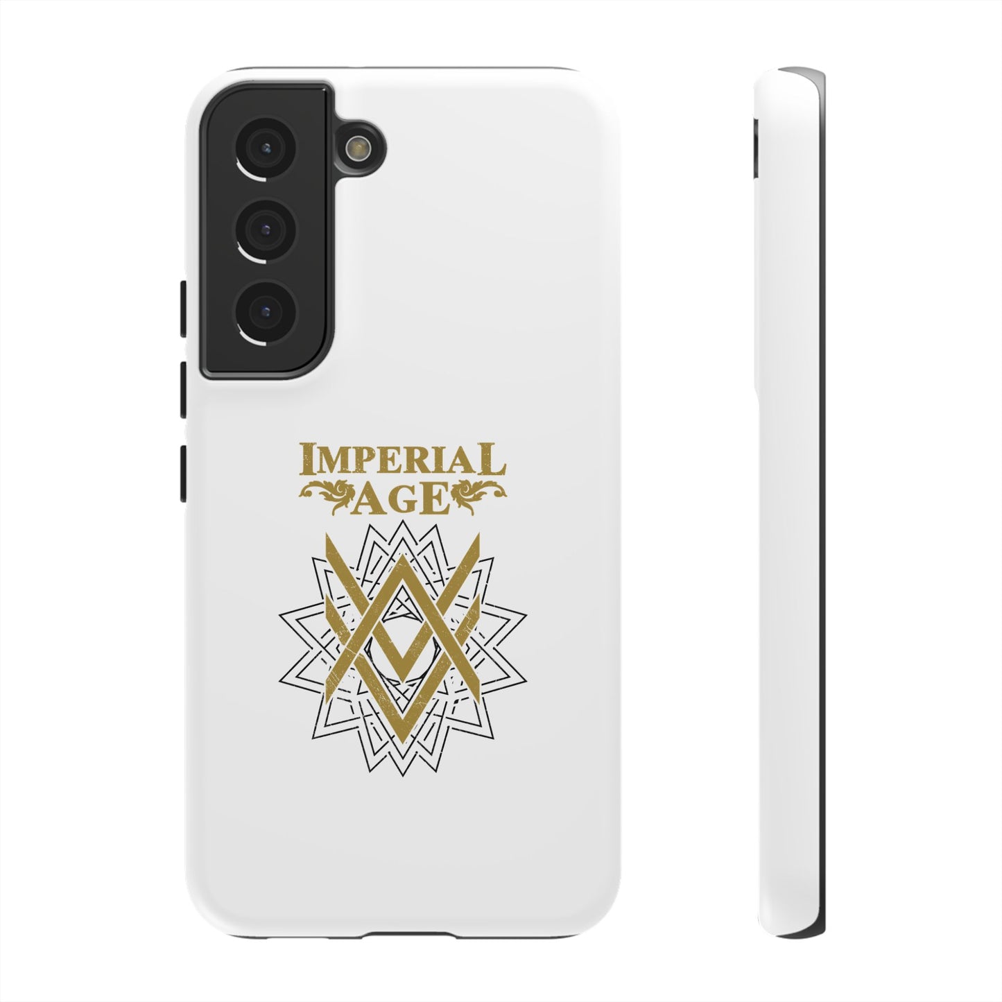 SUMMER COLLECTION - Tough Samsung Galaxy Case White (Gold-Black Print)