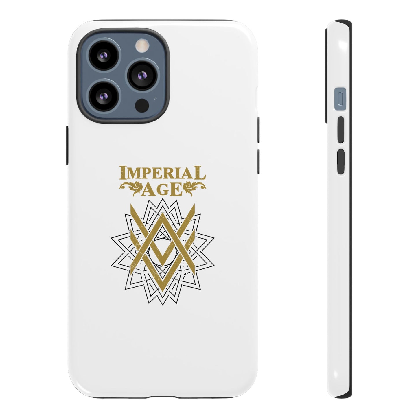SUMMER COLLECTION - Tough iPhone Case White (Gold-Black Print)