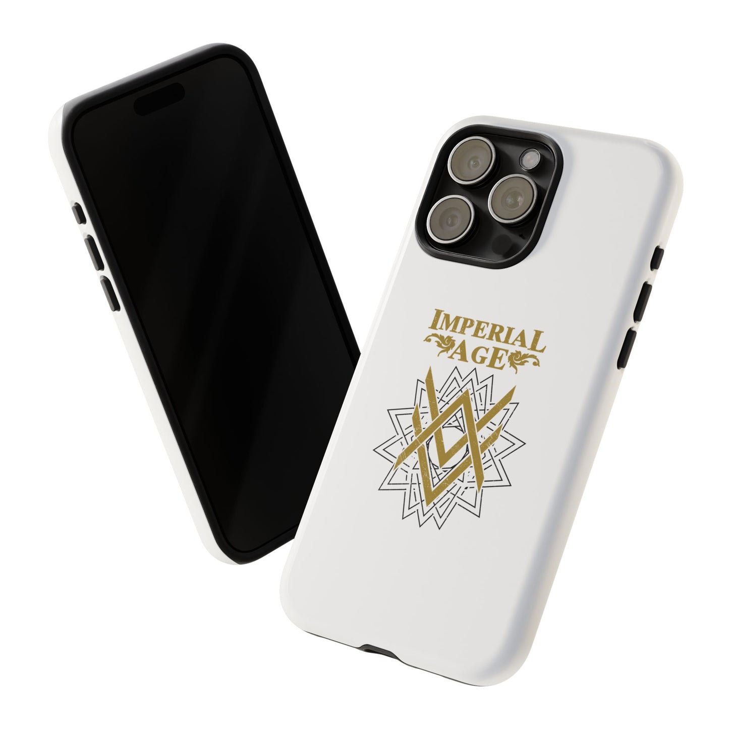 SUMMER COLLECTION - Tough iPhone Case White (Gold-Black Print)