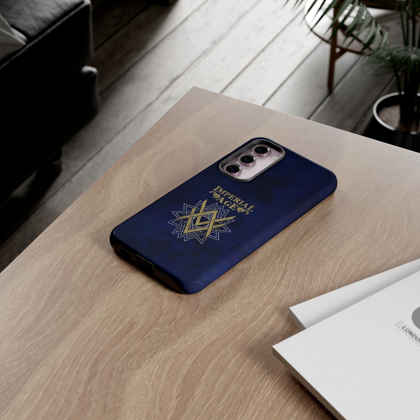 SUMMER COLLECTION - Tough Samsung Galaxy Case Navy (Gold-White Print)