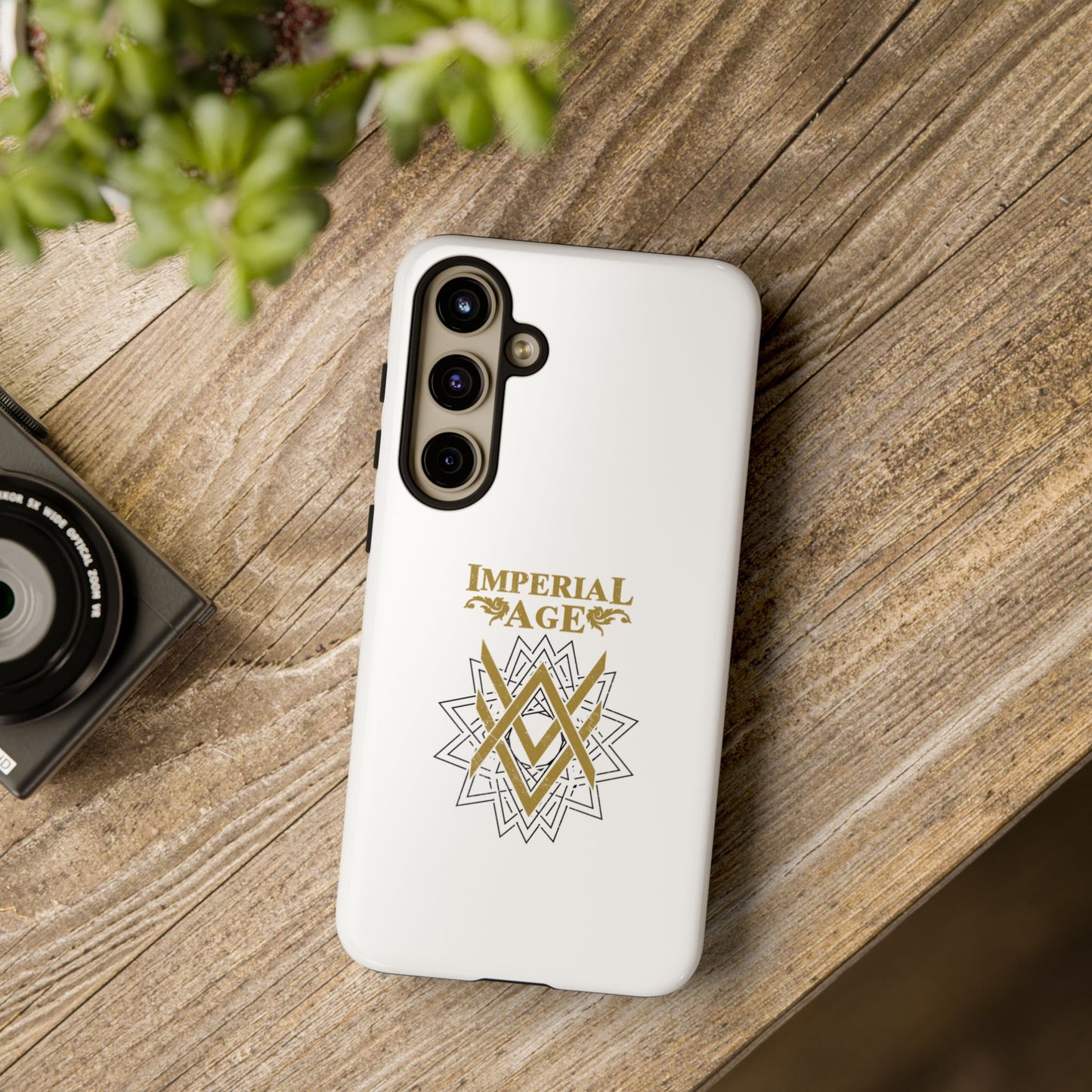 SUMMER COLLECTION - Tough Samsung Galaxy Case White (Gold-Black Print)