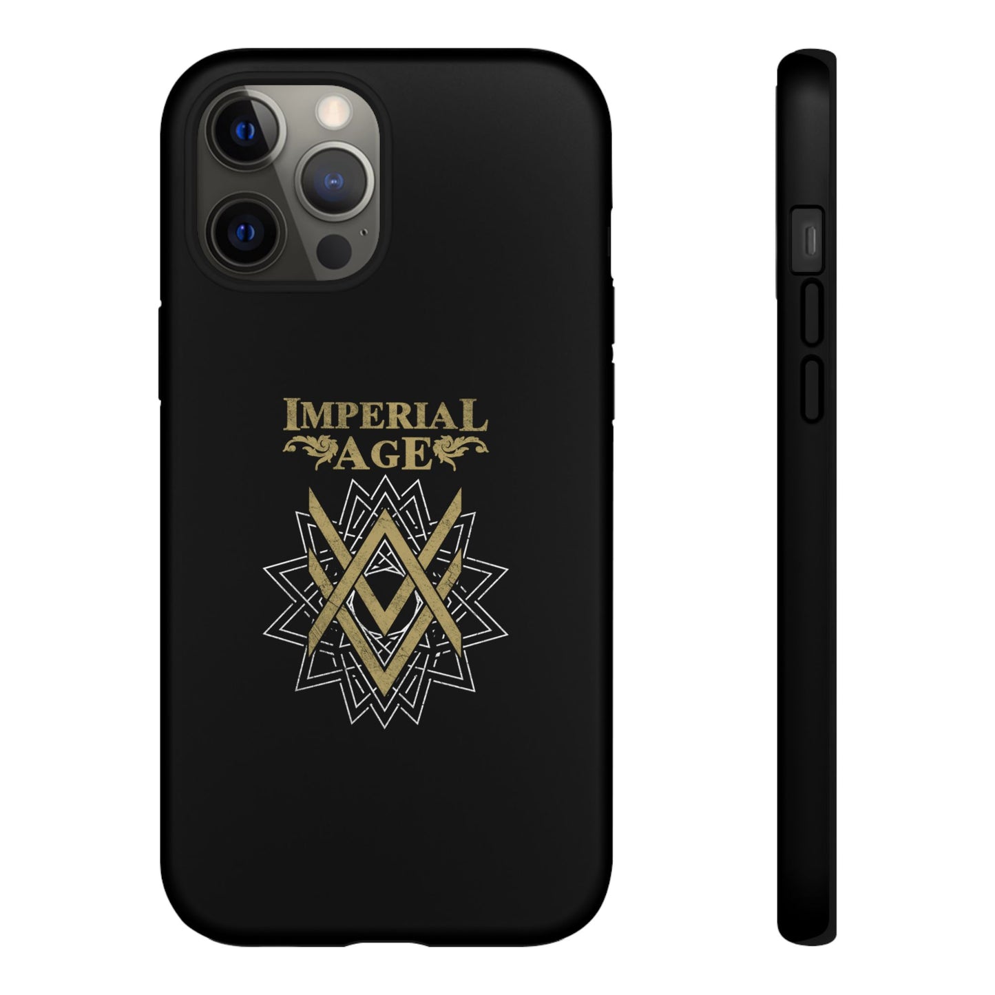 SUMMER COLLECTION - Tough iPhone Case Black (Gold-White Print)