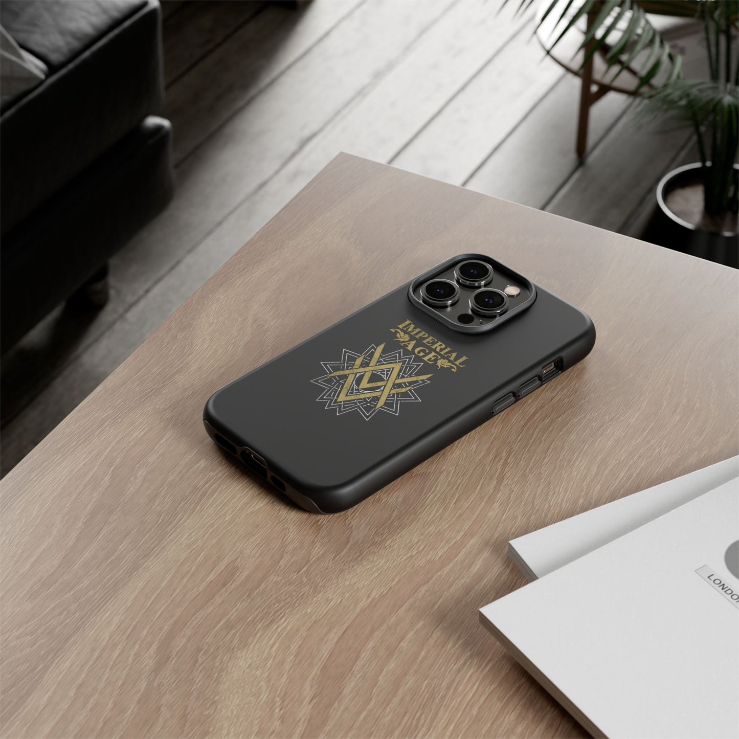 SUMMER COLLECTION - Tough iPhone Case Black (Gold-White Print)