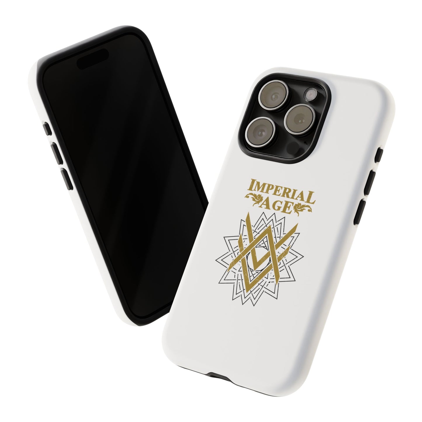 SUMMER COLLECTION - Tough iPhone Case White (Gold-Black Print)