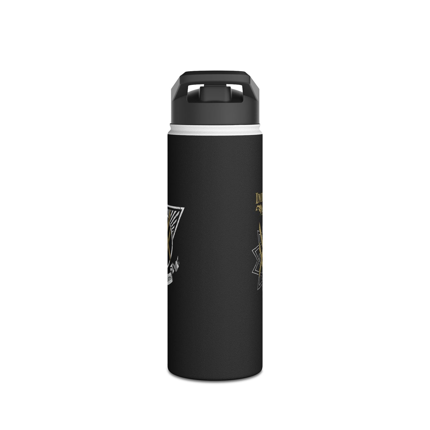 SUMMER COLLECTION - Steel Water Bottle Black (Gold-White Print)