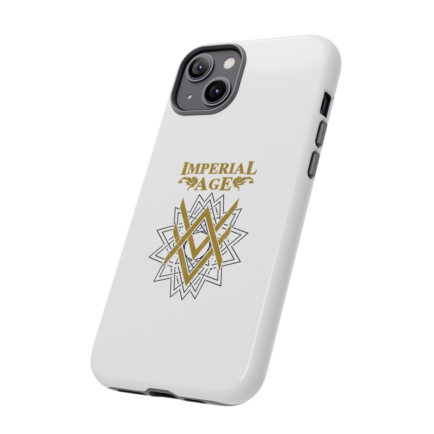 SUMMER COLLECTION - Tough iPhone Case White (Gold-Black Print)