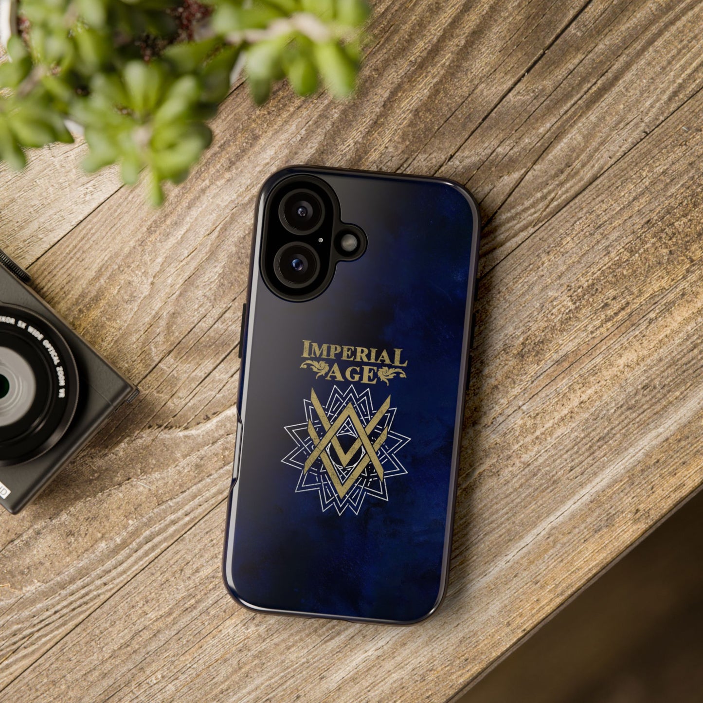 SUMMER COLLECTION - Tough iPhone Case Navy (Gold-White Print)