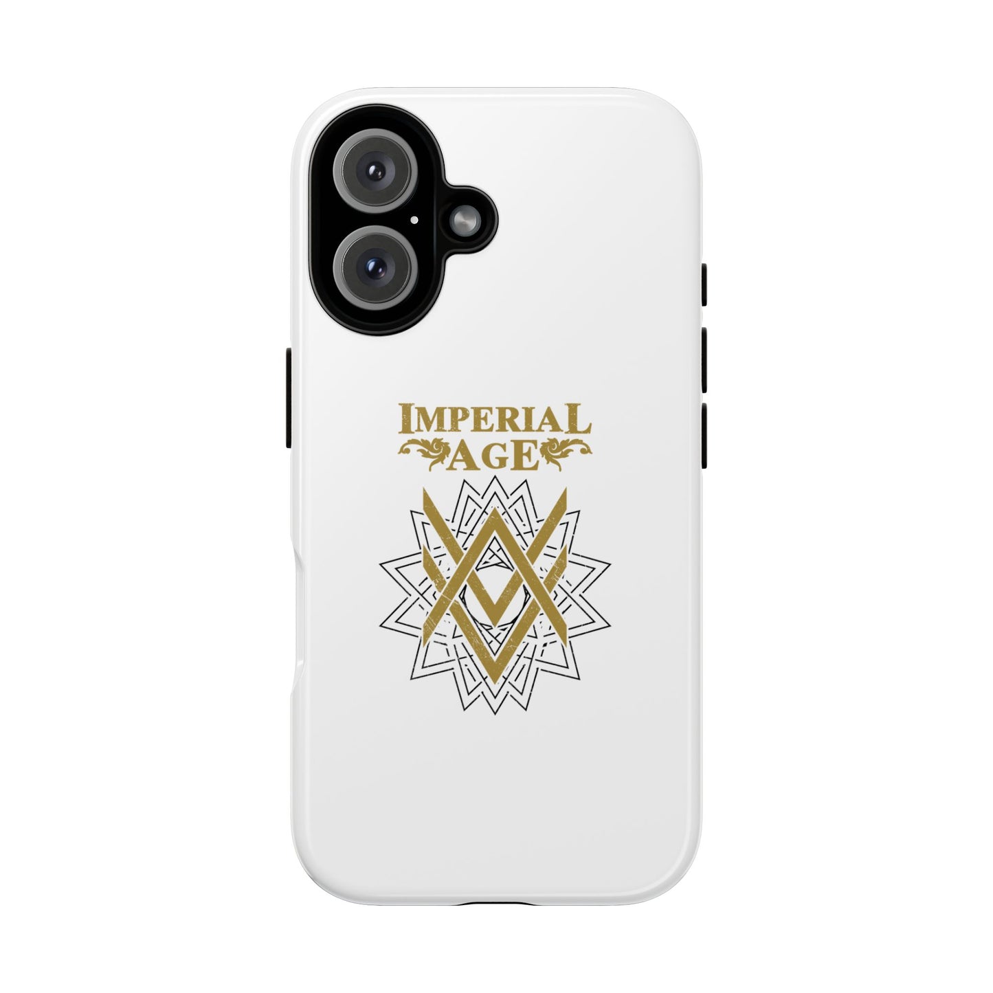 SUMMER COLLECTION - Tough iPhone Case White (Gold-Black Print)