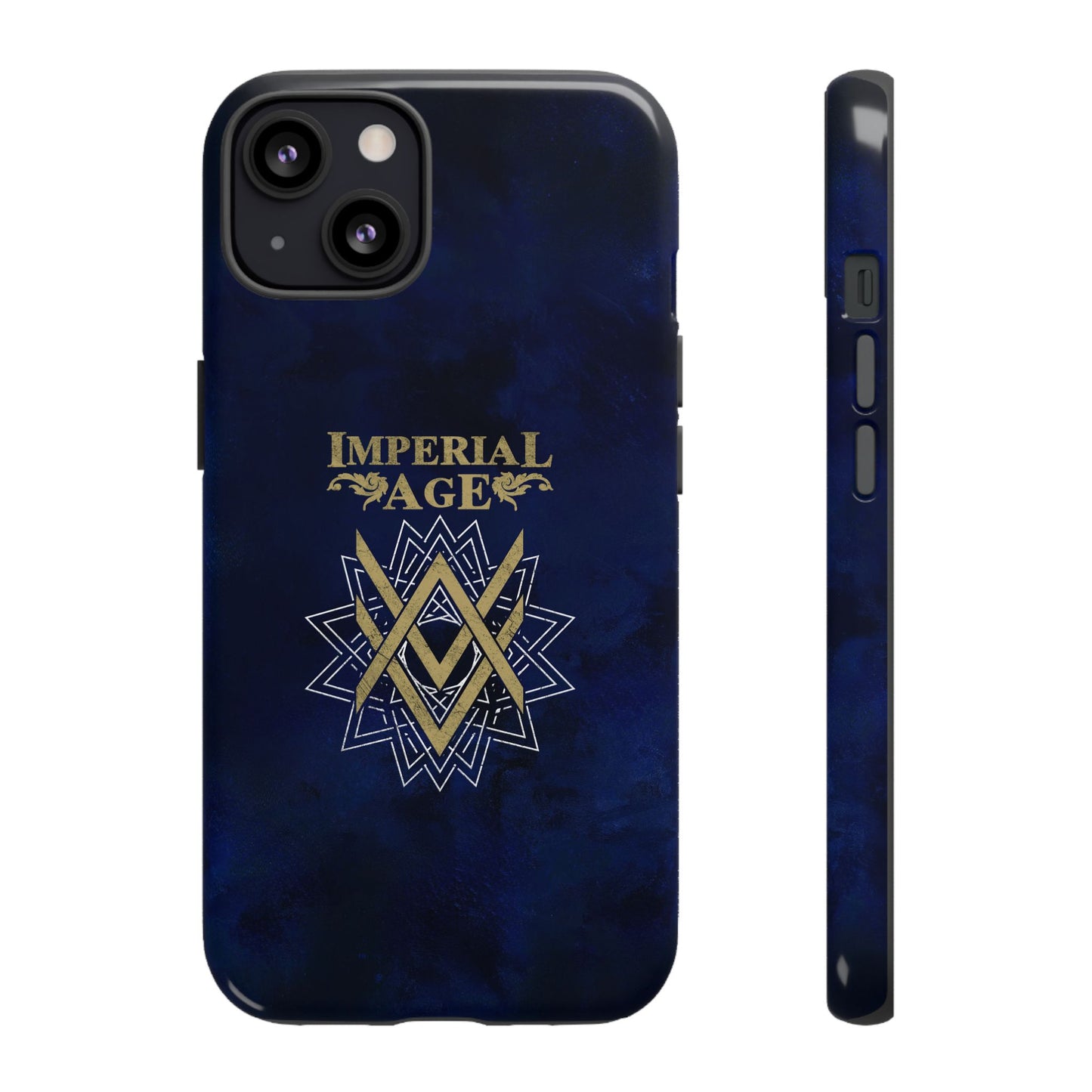 SUMMER COLLECTION - Tough iPhone Case Navy (Gold-White Print)