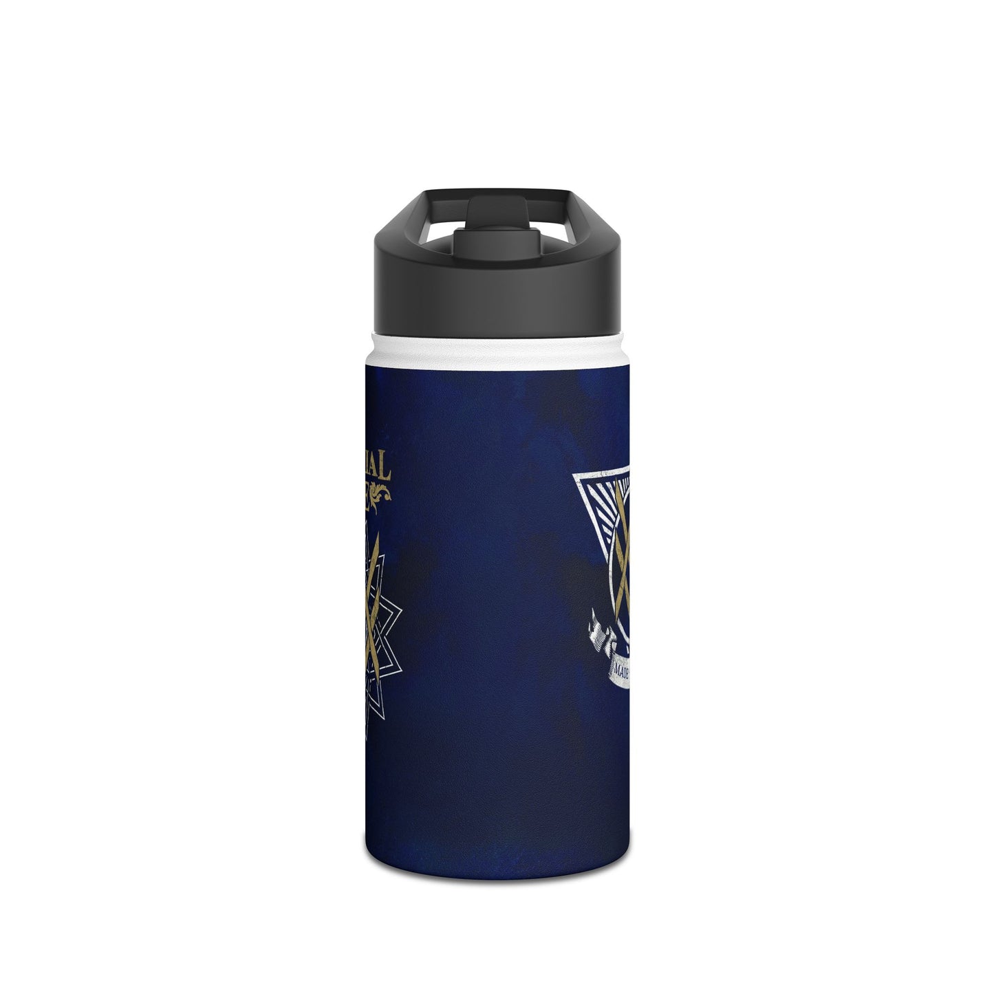 SUMMER COLLECTION - Steel Water Bottle Navy (Gold-White Print)