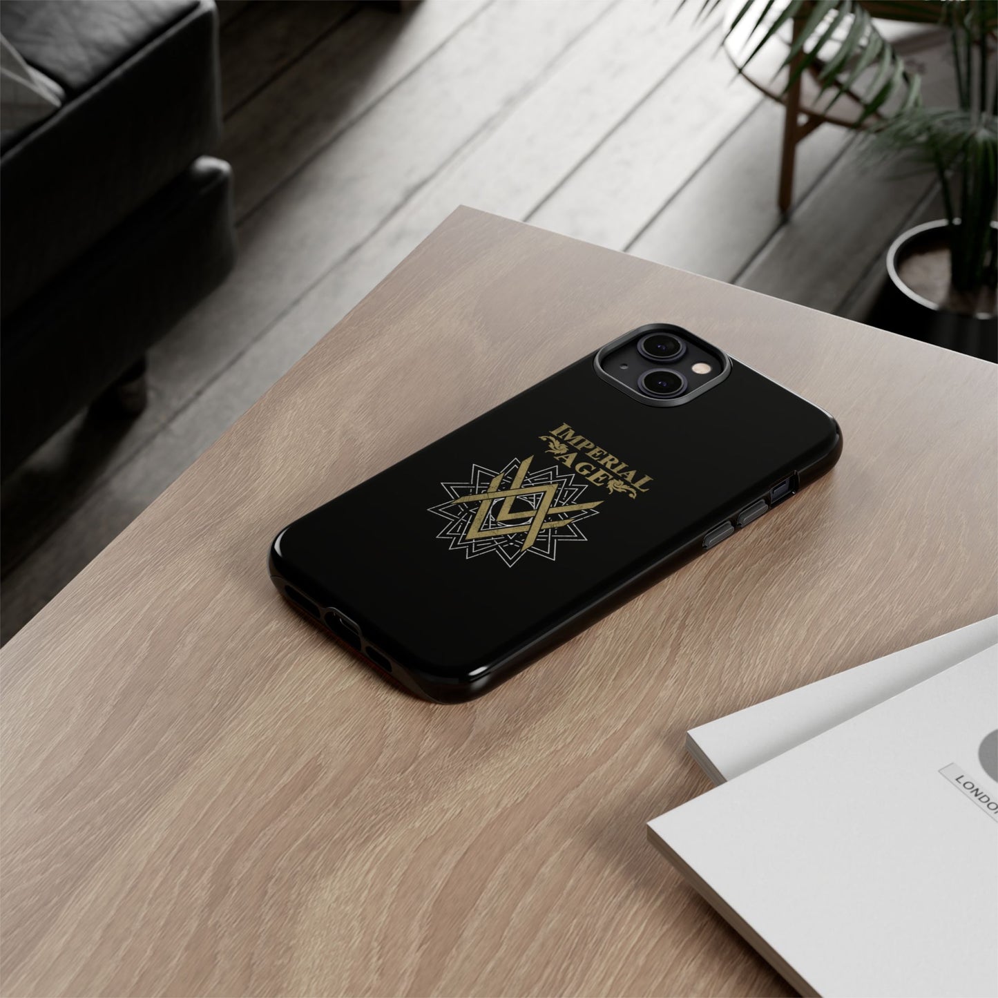 SUMMER COLLECTION - Tough iPhone Case Black (Gold-White Print)