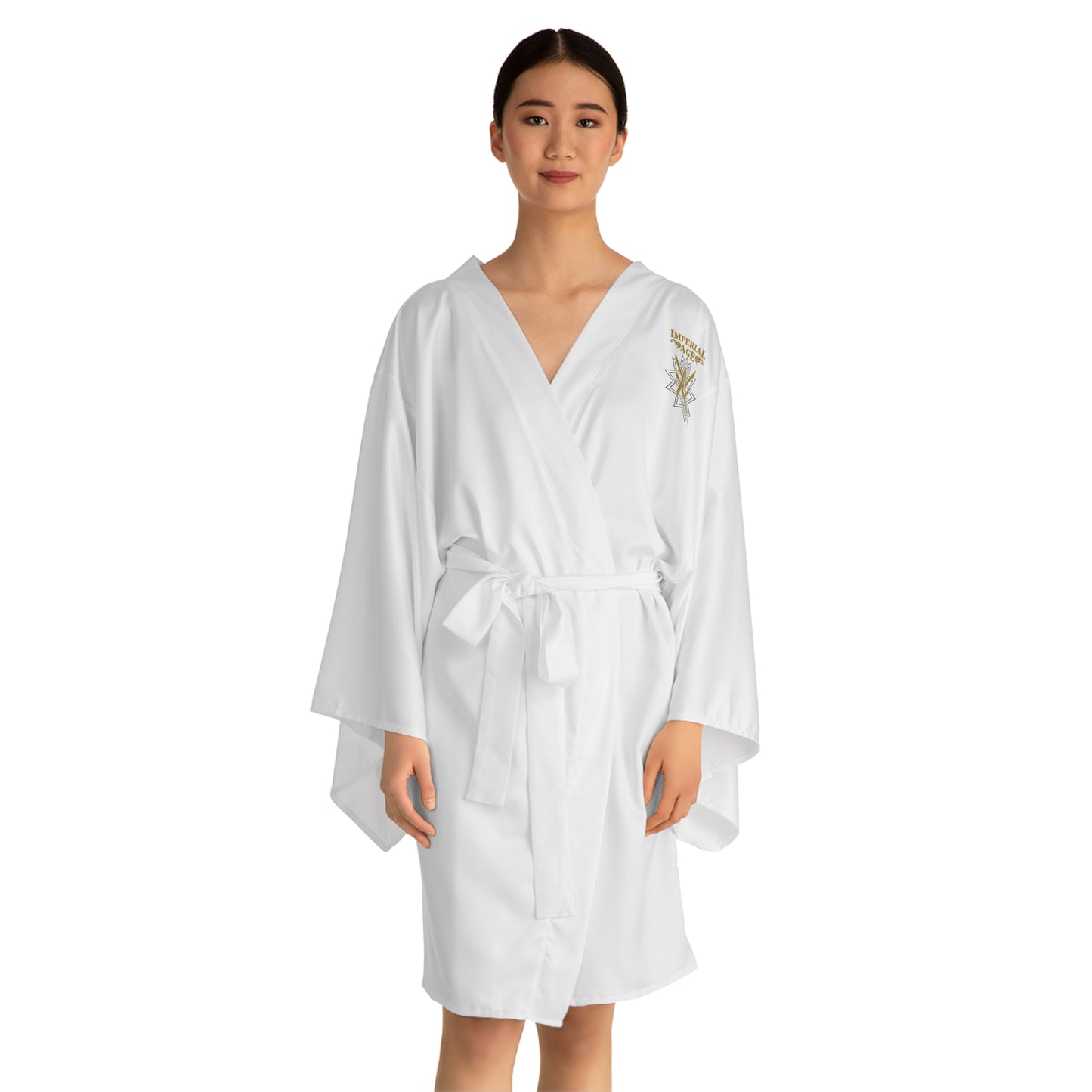 SUMMER COLLECTION - Women's Robe White (Gold-Black Print)