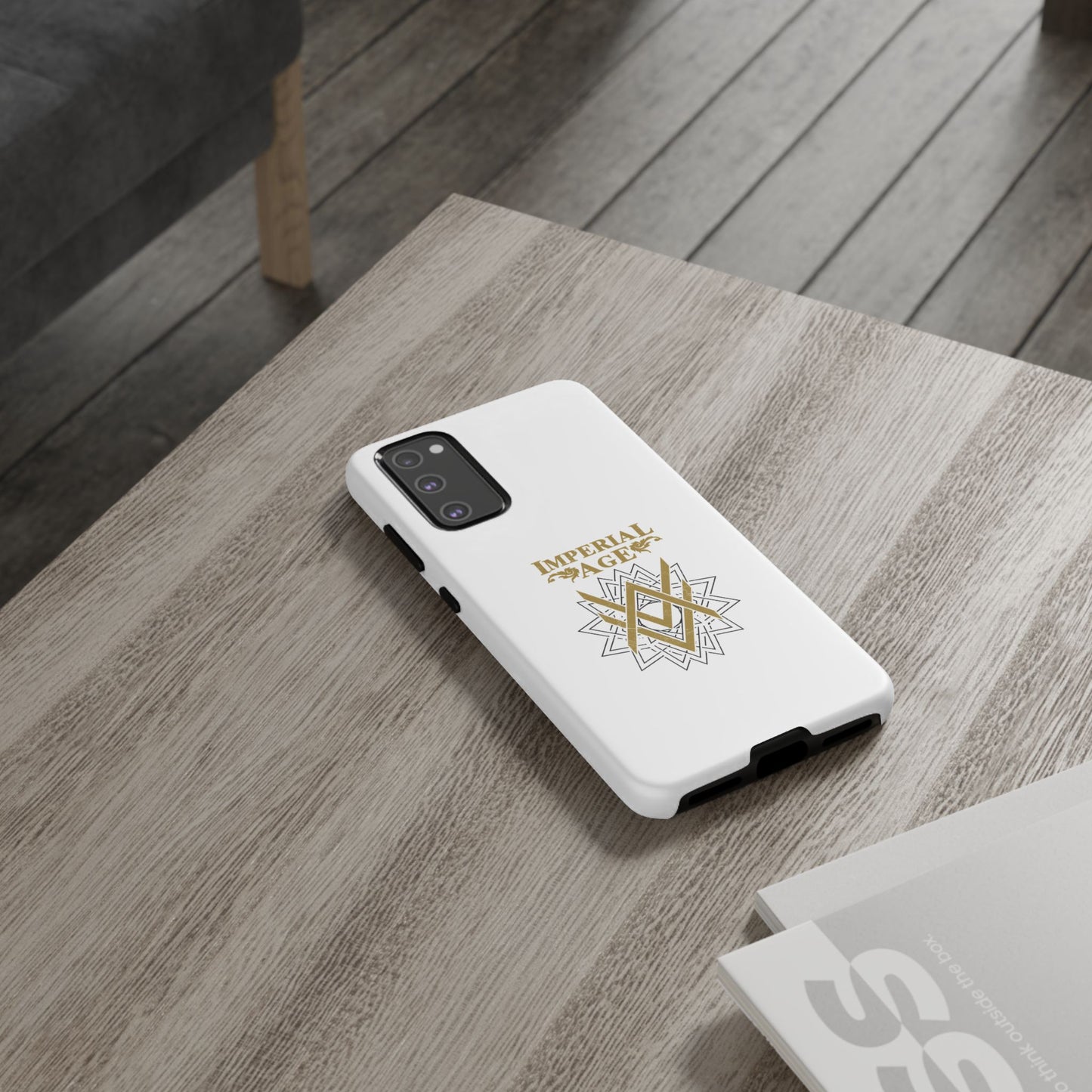 SUMMER COLLECTION - Tough Samsung Galaxy Case White (Gold-Black Print)
