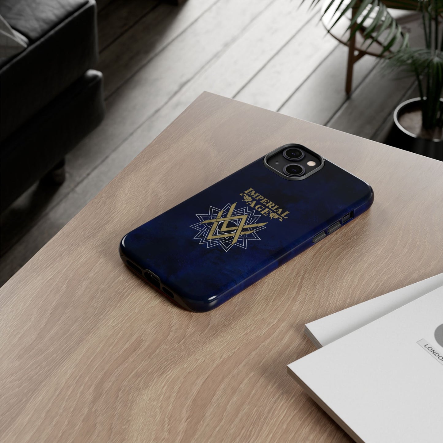 SUMMER COLLECTION - Tough iPhone Case Navy (Gold-White Print)