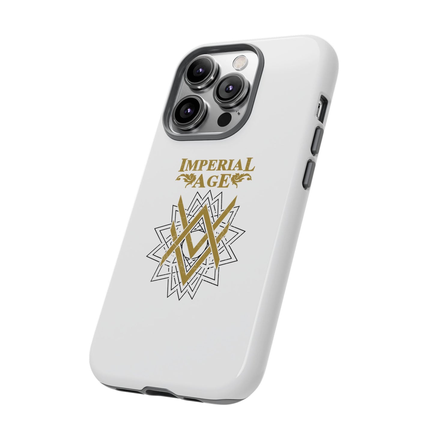 SUMMER COLLECTION - Tough iPhone Case White (Gold-Black Print)
