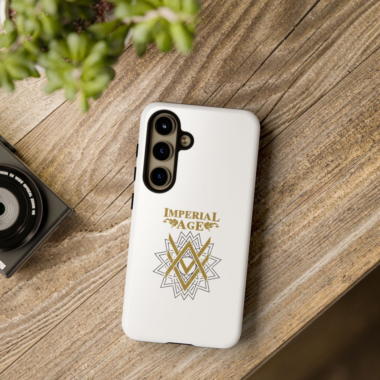 SUMMER COLLECTION - Tough Samsung Galaxy Case White (Gold-Black Print)