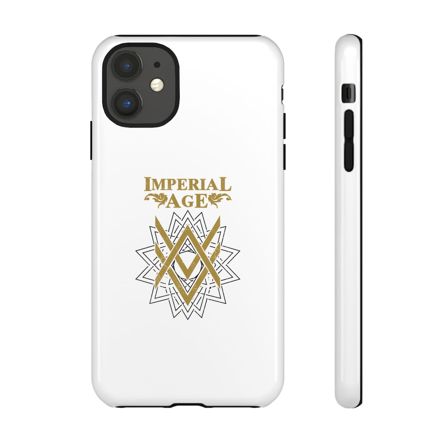 SUMMER COLLECTION - Tough iPhone Case White (Gold-Black Print)
