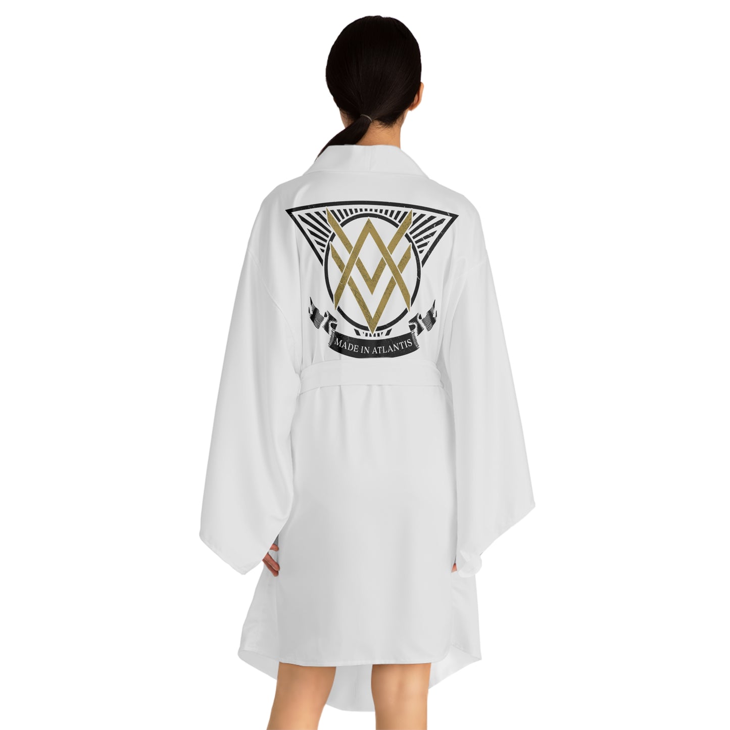 SUMMER COLLECTION - Women's Robe White (Gold-Black Print)