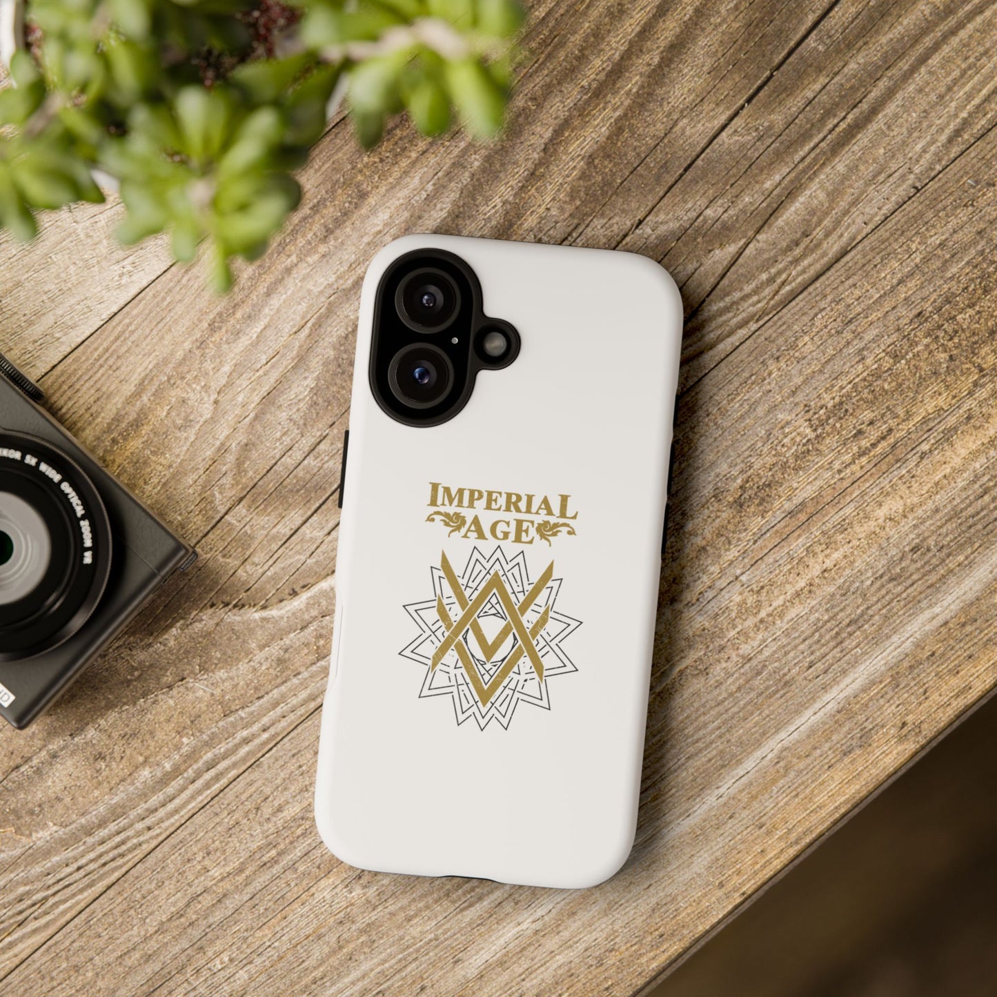SUMMER COLLECTION - Tough iPhone Case White (Gold-Black Print)