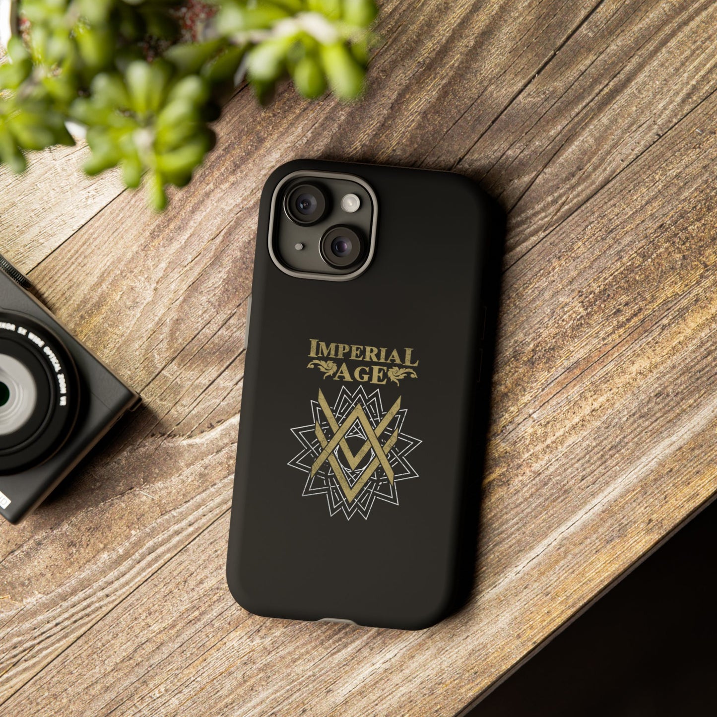SUMMER COLLECTION - Tough iPhone Case Black (Gold-White Print)