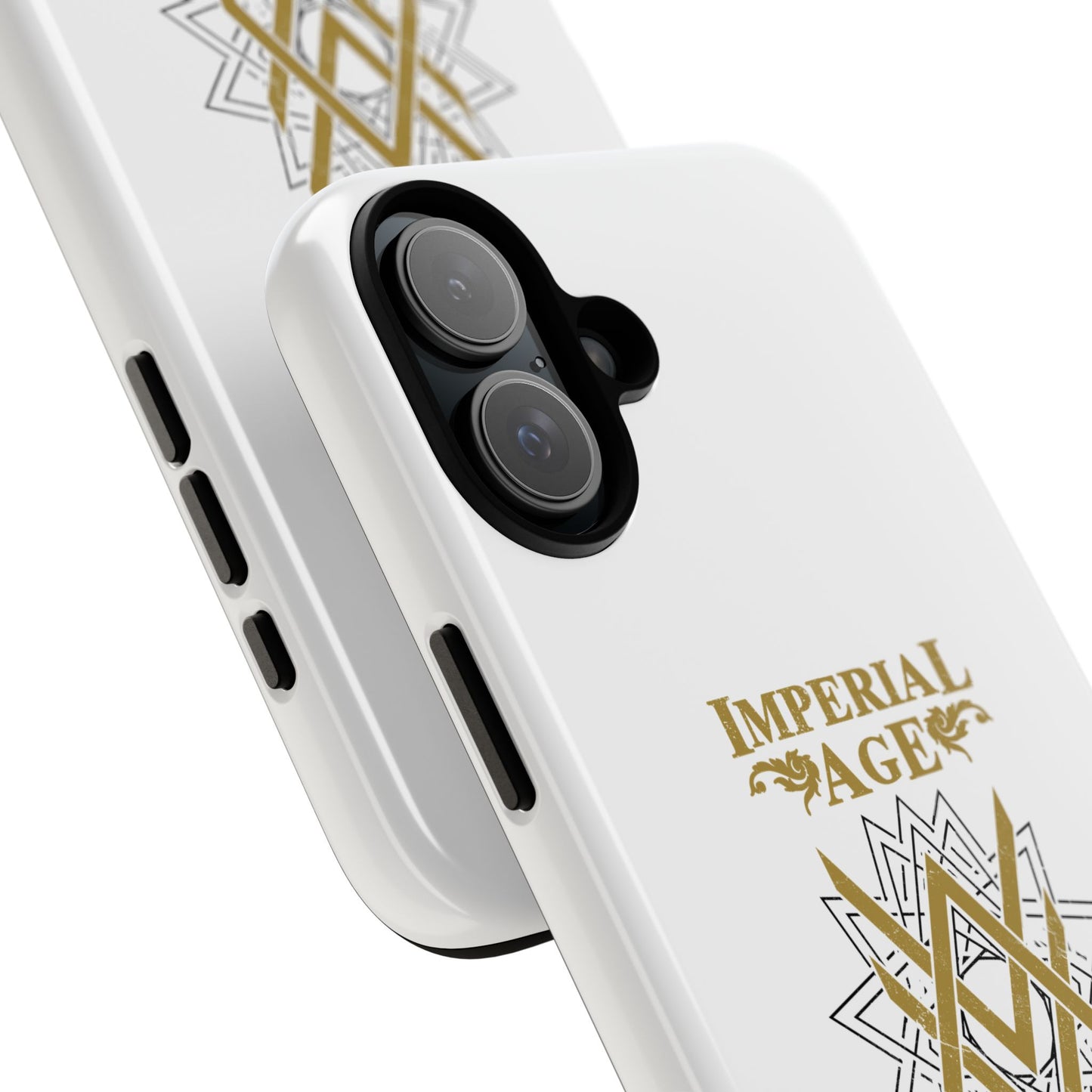 SUMMER COLLECTION - Tough iPhone Case White (Gold-Black Print)