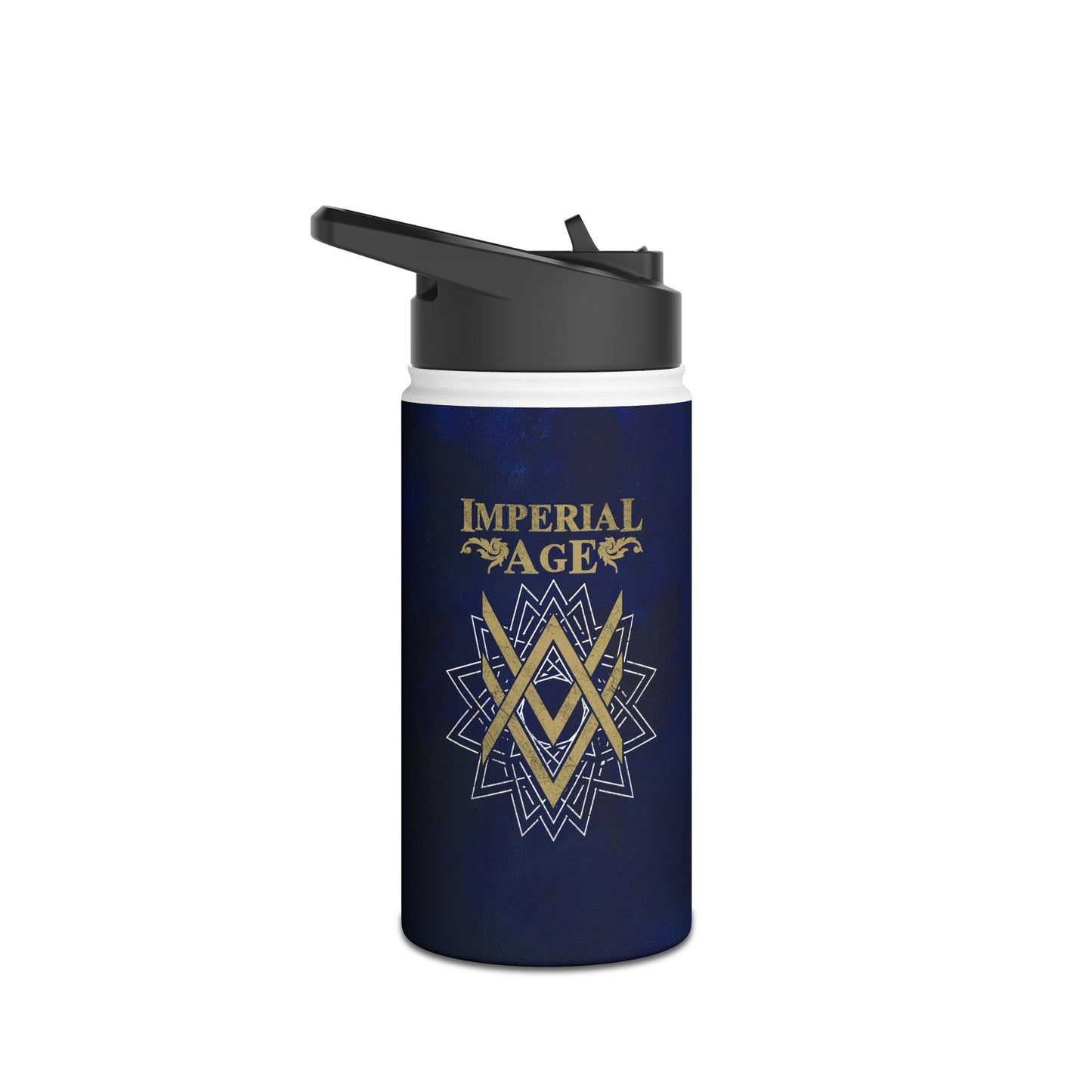 SUMMER COLLECTION - Steel Water Bottle Navy (Gold-White Print)