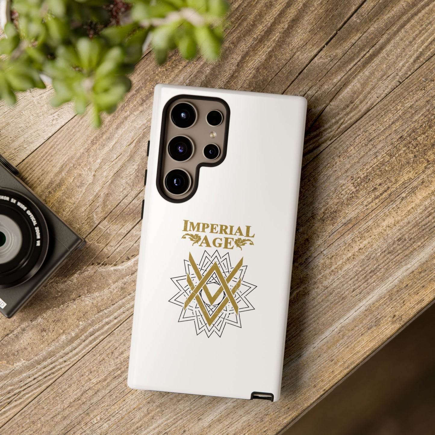 SUMMER COLLECTION - Tough Samsung Galaxy Case White (Gold-Black Print)