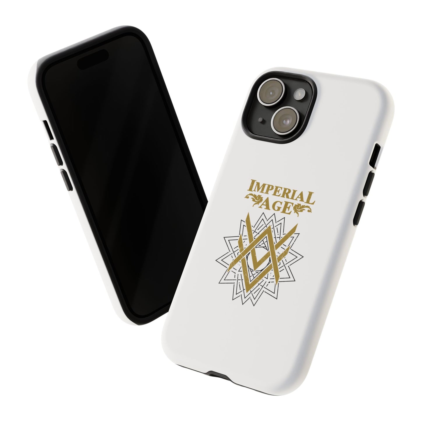 SUMMER COLLECTION - Tough iPhone Case White (Gold-Black Print)