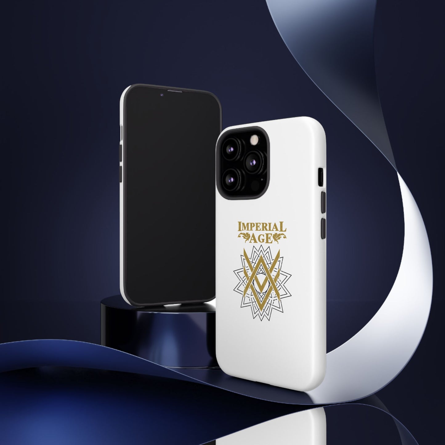 SUMMER COLLECTION - Tough iPhone Case White (Gold-Black Print)