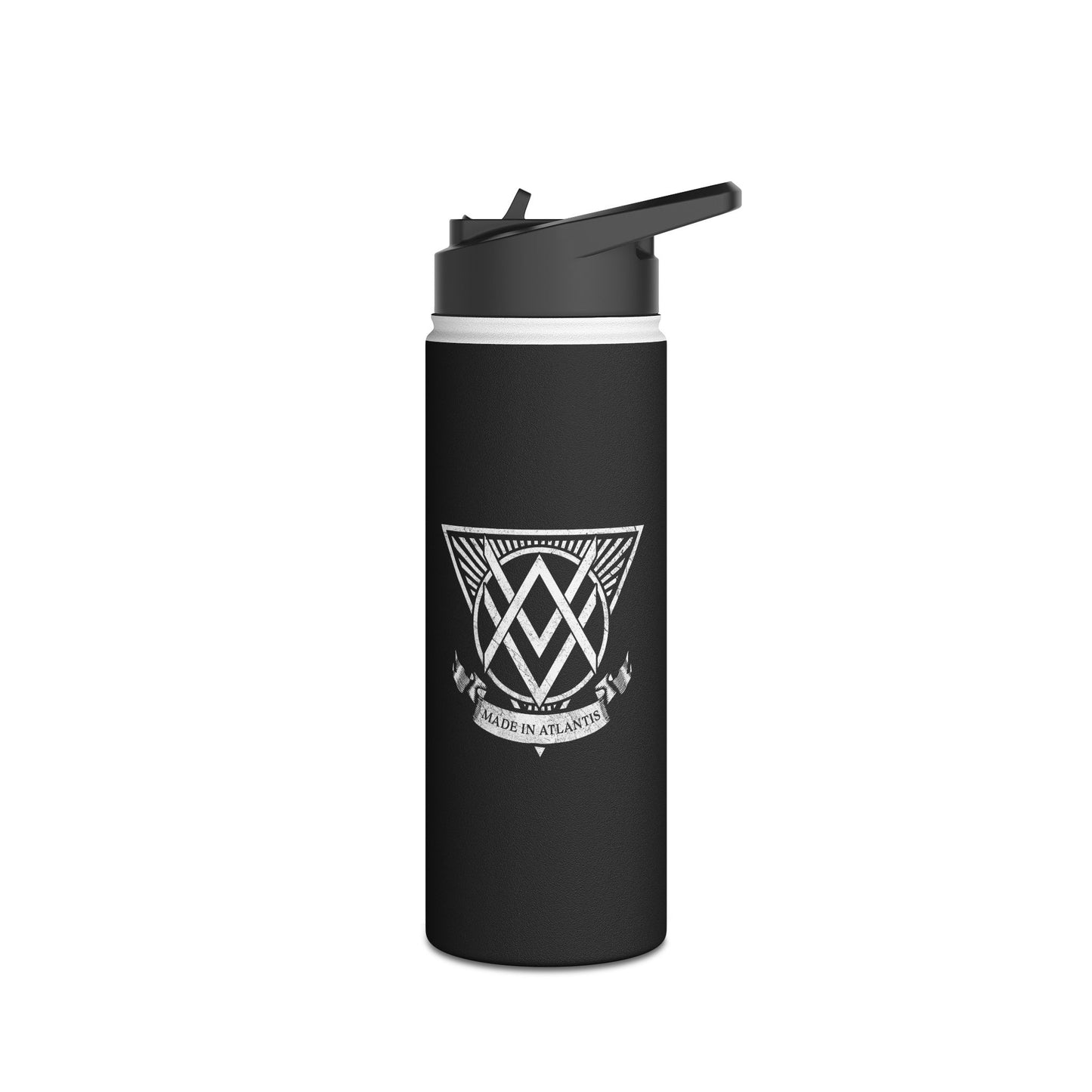 SUMMER COLLECTION - Steel Water Bottle Black (White Print)