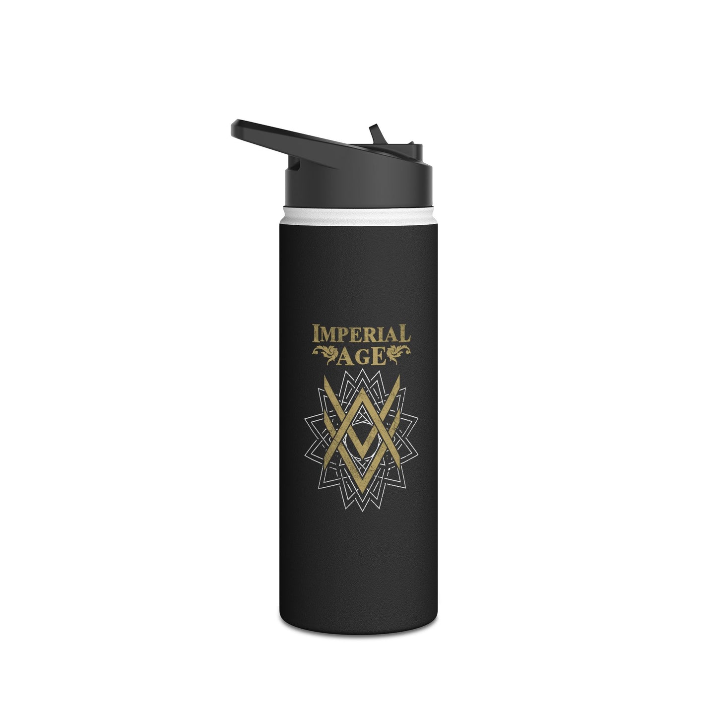 SUMMER COLLECTION - Steel Water Bottle Black (Gold-White Print)