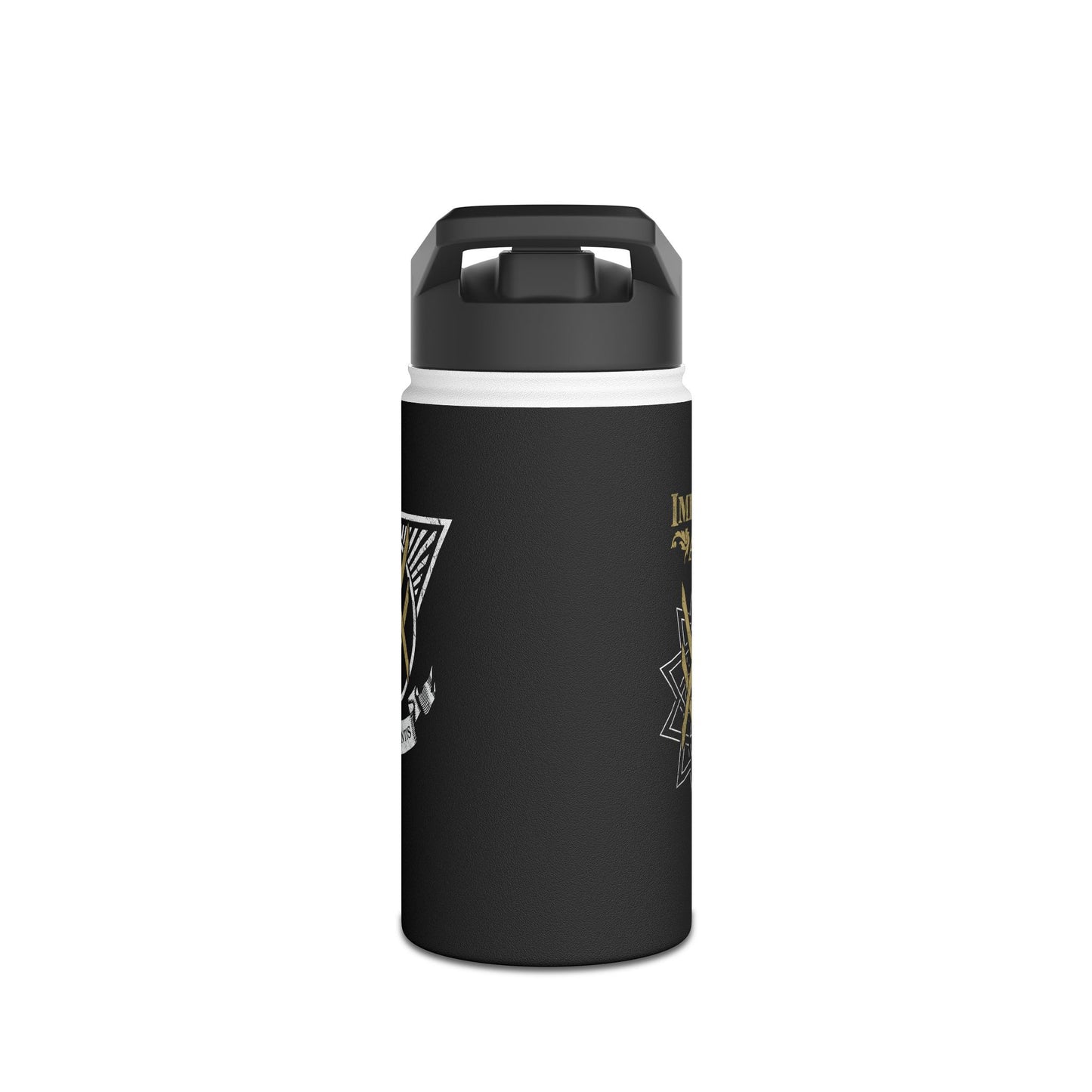 SUMMER COLLECTION - Steel Water Bottle Black (Gold-White Print)