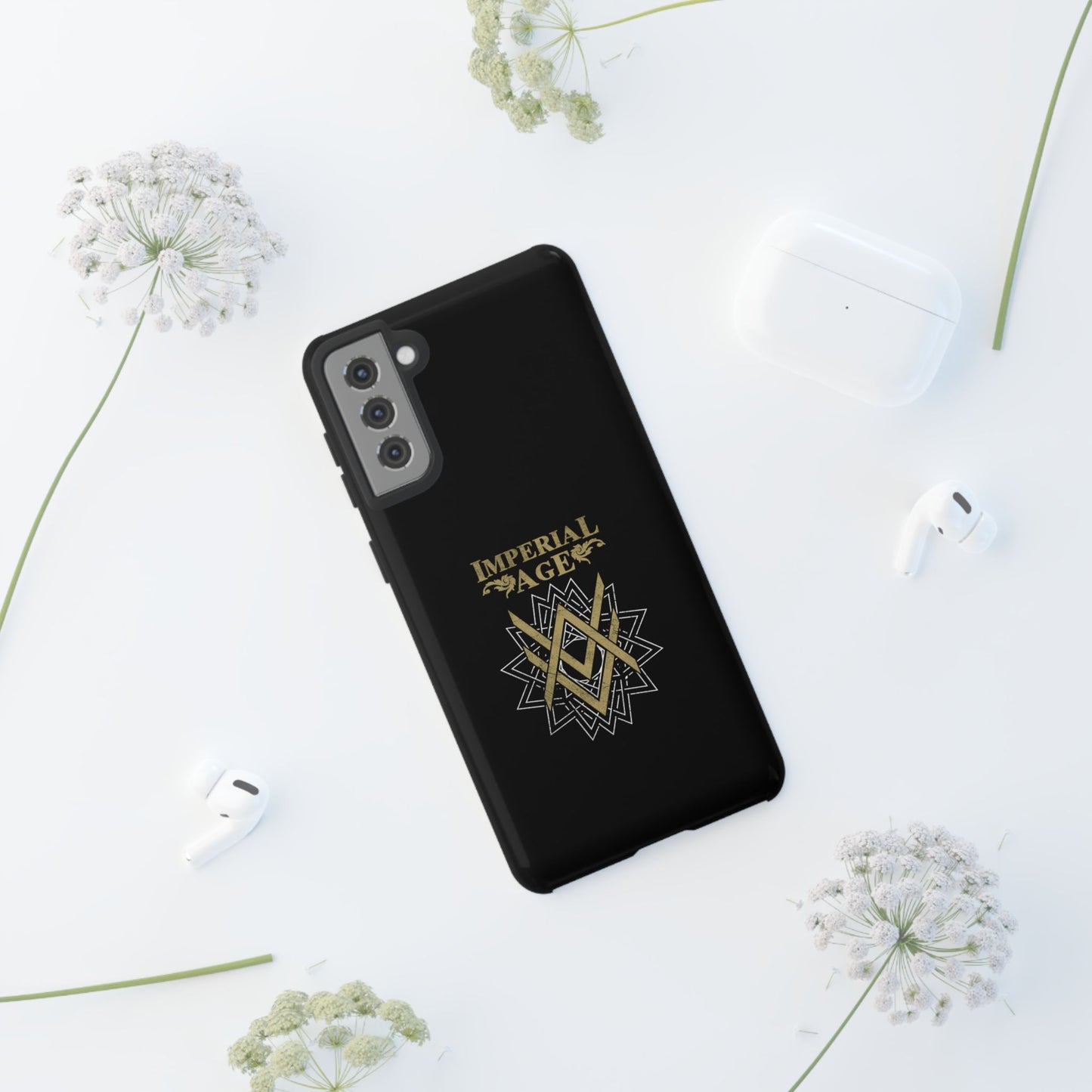 SUMMER COLLECTION - Tough Samsung Galaxy Case Black (Gold-White Print)