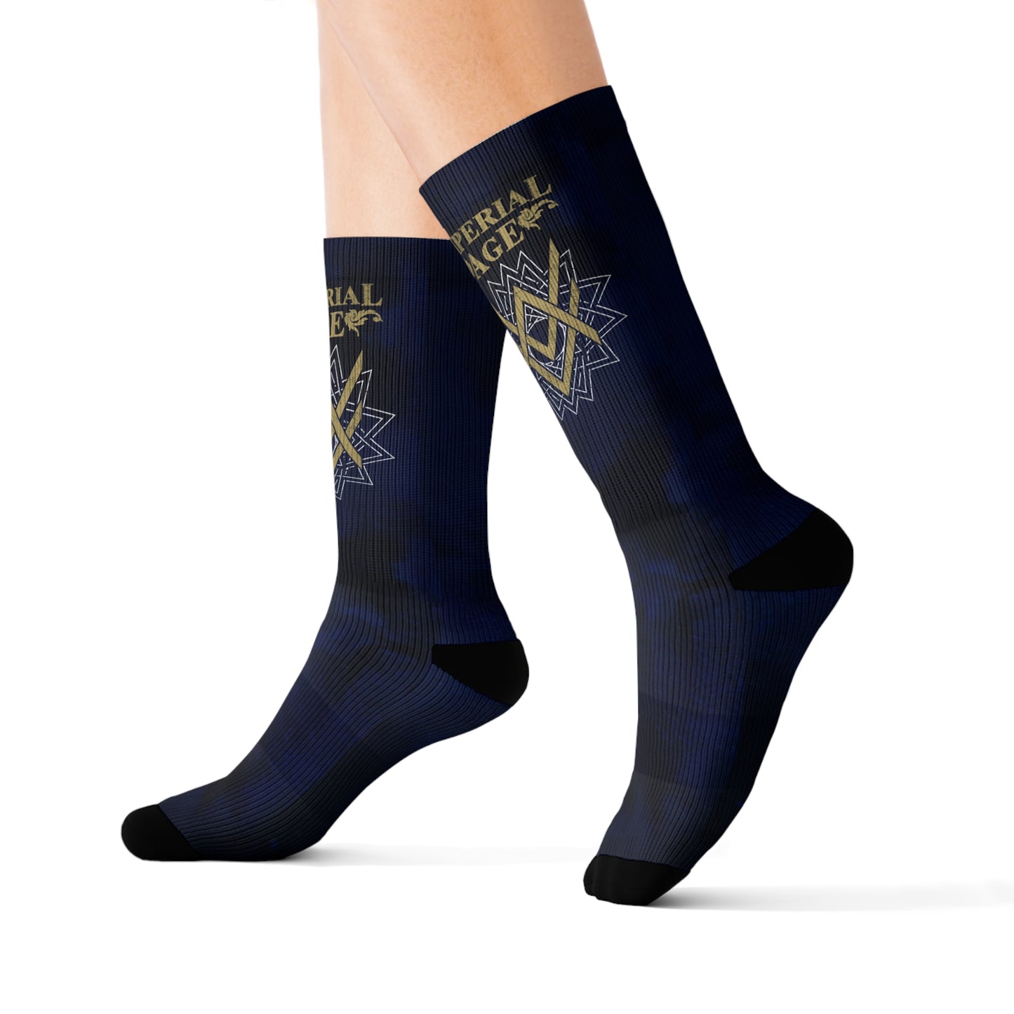 SUMMER COLLECTION - Navy Socks (Gold-White Print)