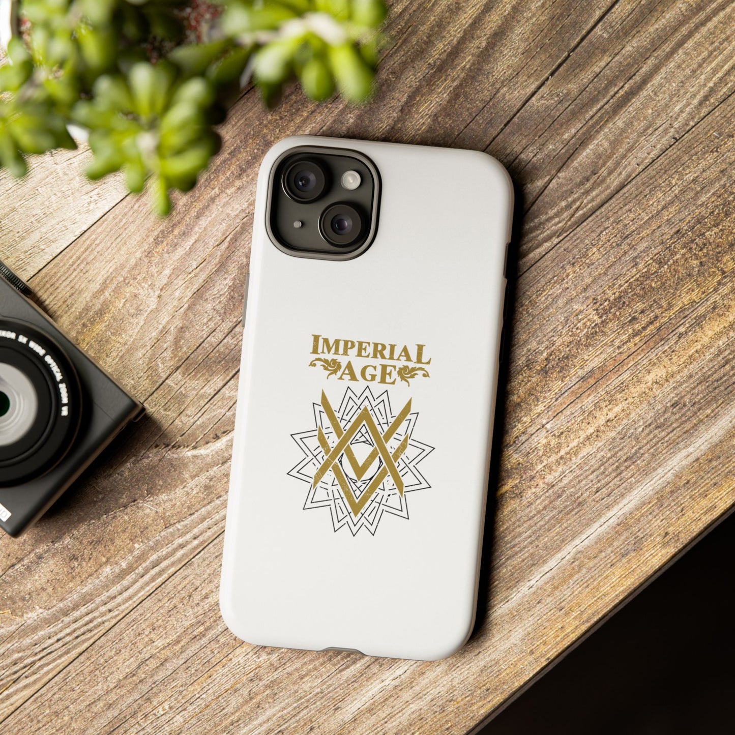SUMMER COLLECTION - Tough iPhone Case White (Gold-Black Print)