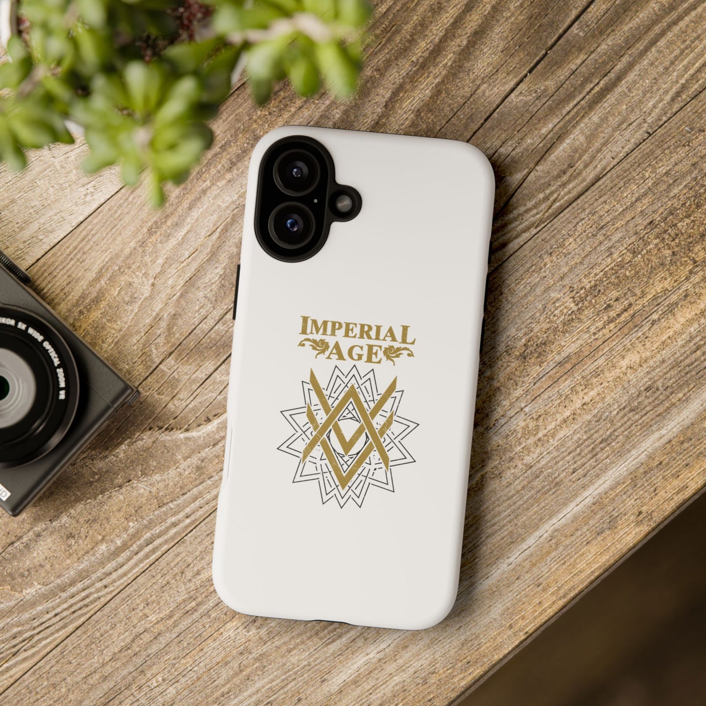 SUMMER COLLECTION - Tough iPhone Case White (Gold-Black Print)