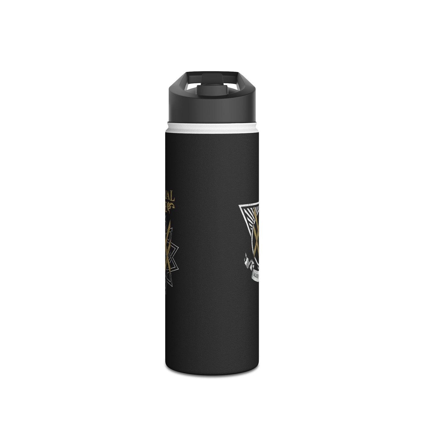 SUMMER COLLECTION - Steel Water Bottle Black (Gold-White Print)