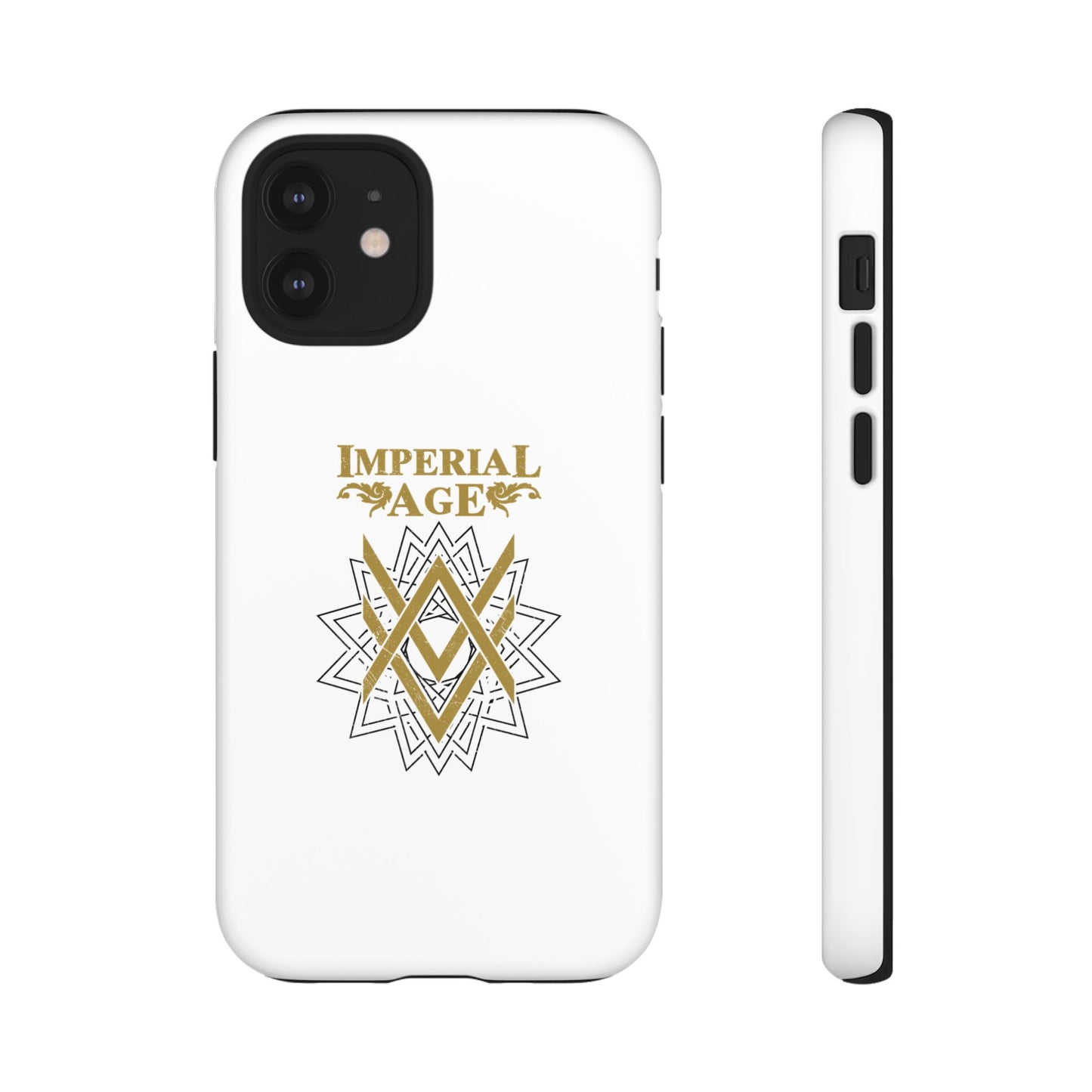 SUMMER COLLECTION - Tough iPhone Case White (Gold-Black Print)