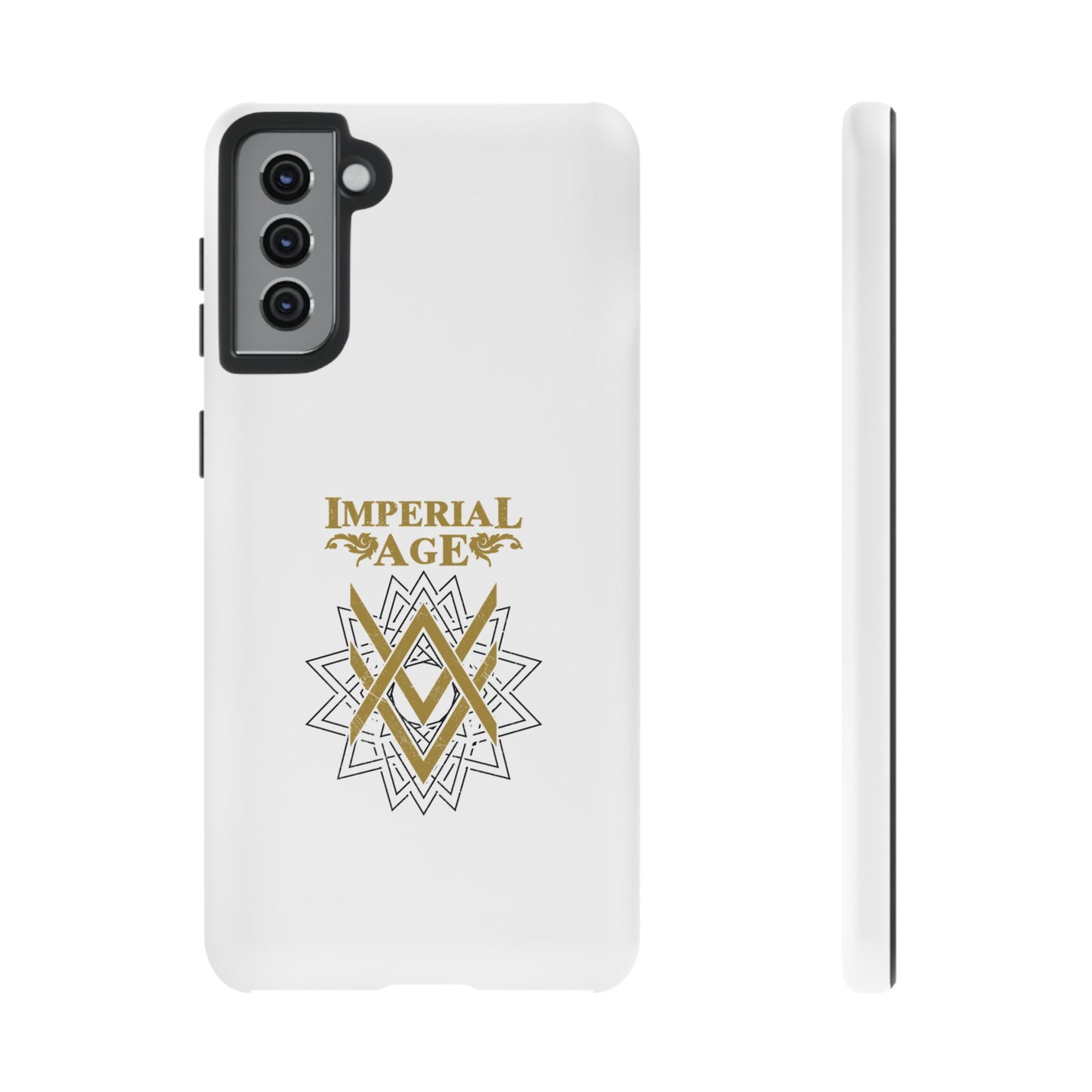 SUMMER COLLECTION - Tough Samsung Galaxy Case White (Gold-Black Print)