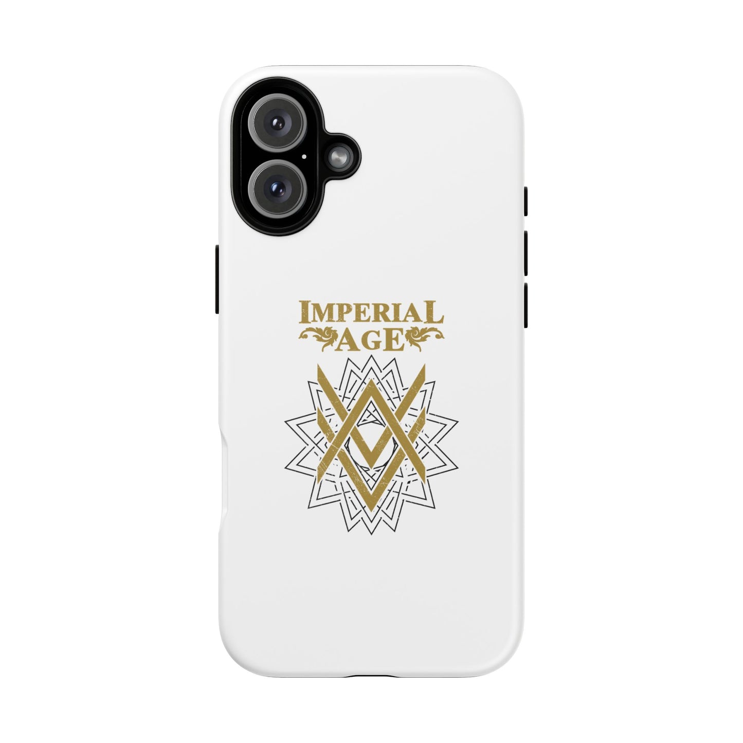 SUMMER COLLECTION - Tough iPhone Case White (Gold-Black Print)