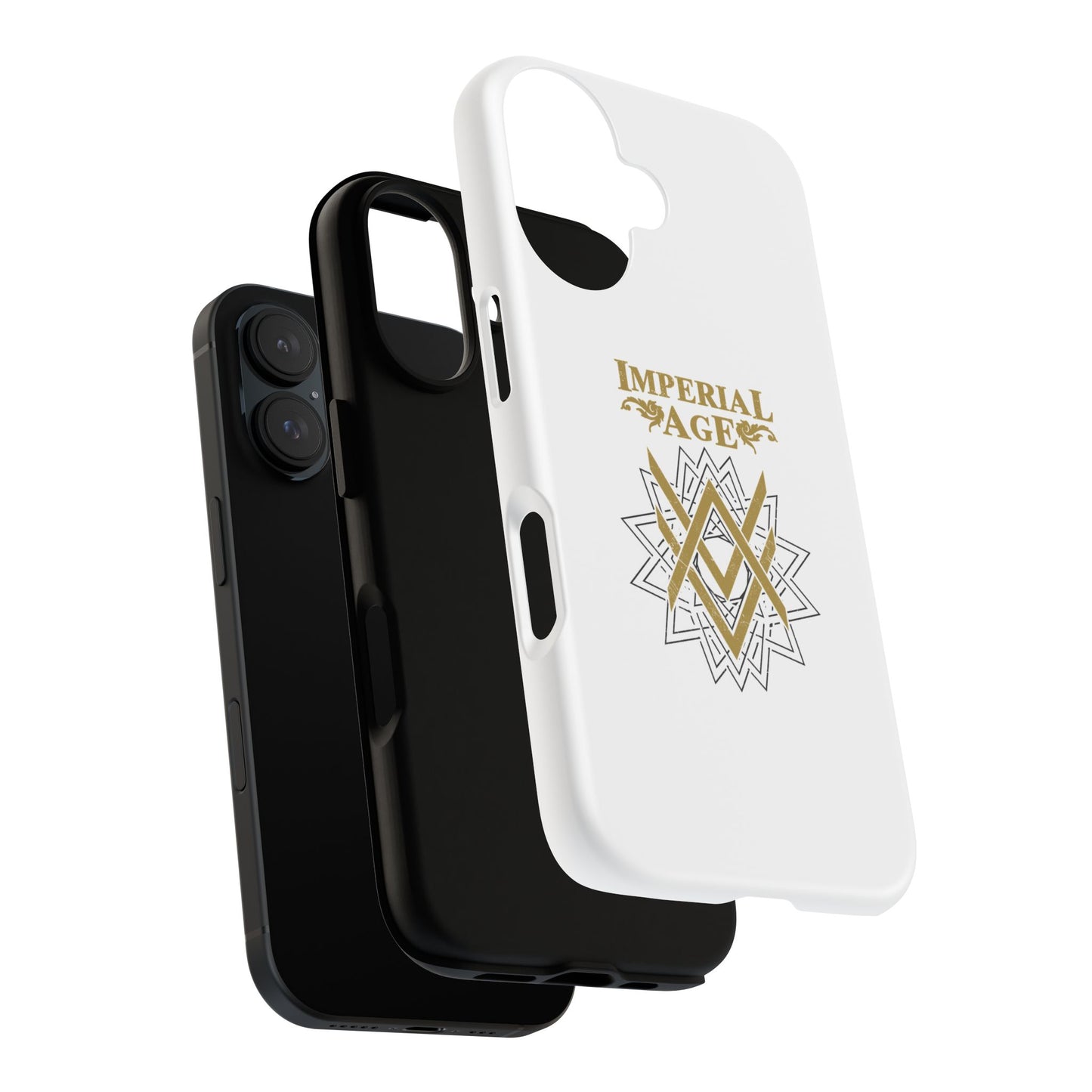 SUMMER COLLECTION - Tough iPhone Case White (Gold-Black Print)
